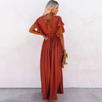 Robe Longue Chic Bohème Rouille