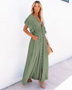 Robe Longue Ample Bohème Vert
