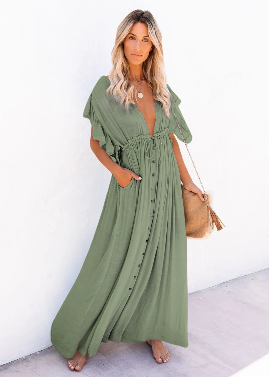Robe Longue Ample Bohème Vert
