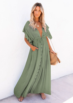 Robe Longue Ample Bohème Vert